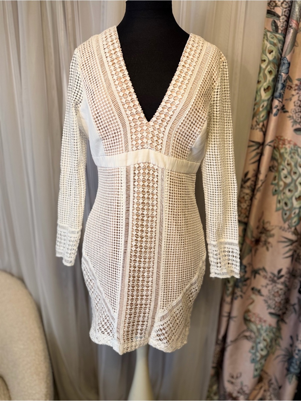 Bardot White Crochet V-Neck Swim Coverup